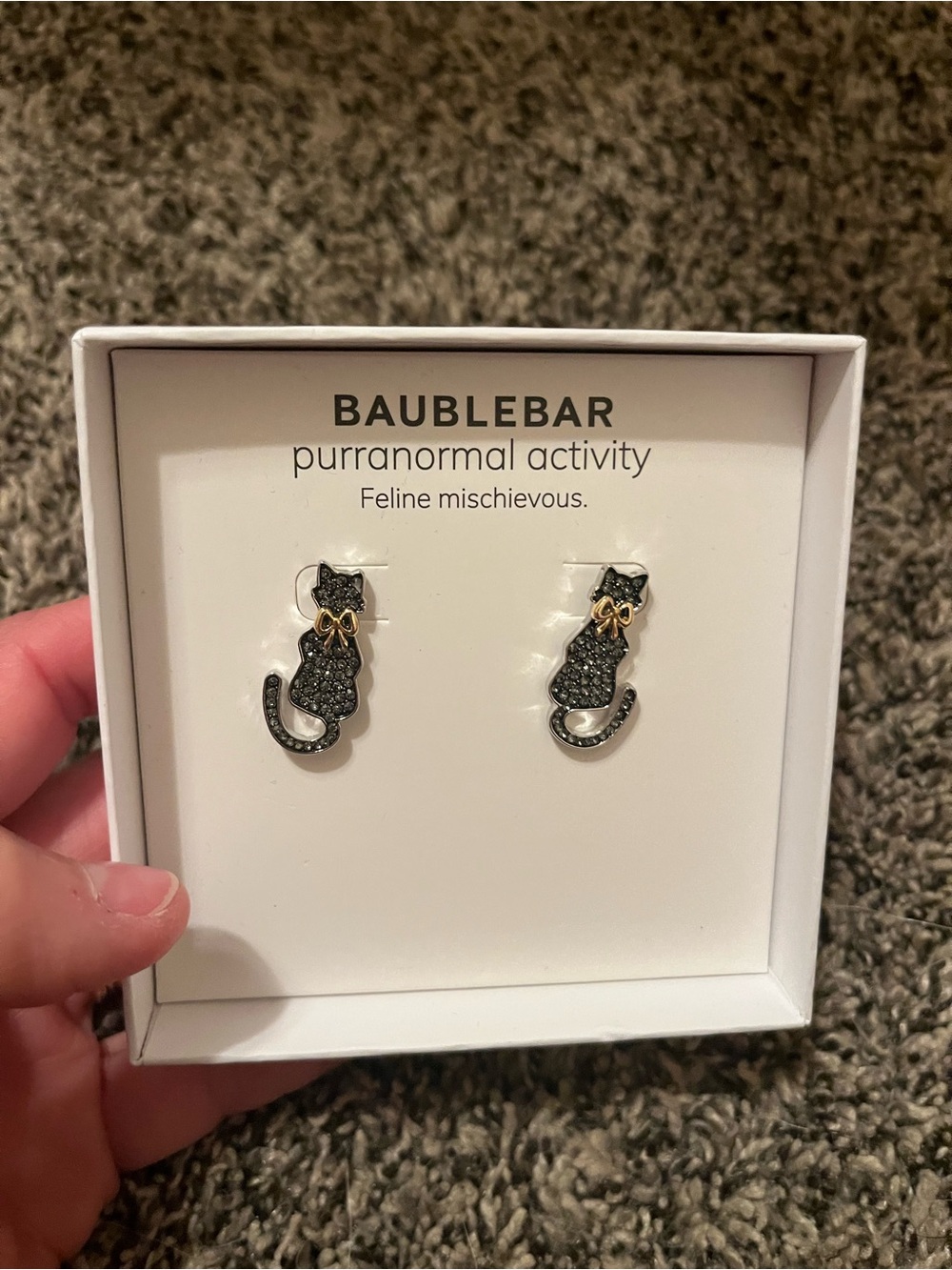 Baublebar black cat Halloween earrings